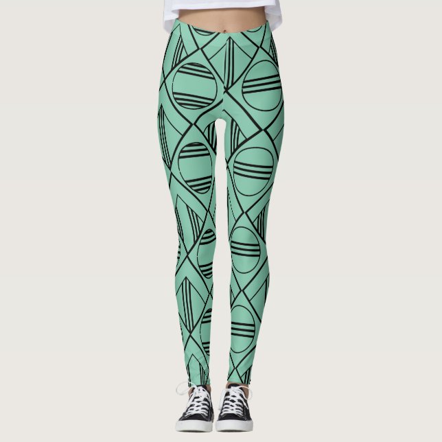 Art Deco Circles and Diamonds  Leggings (Front)