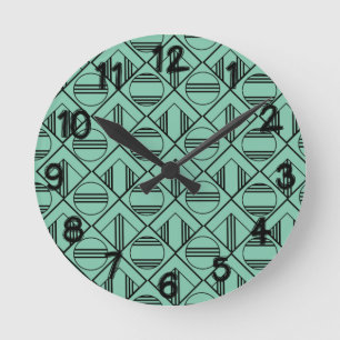 Art Deco Circles and Diamonds Round Clock