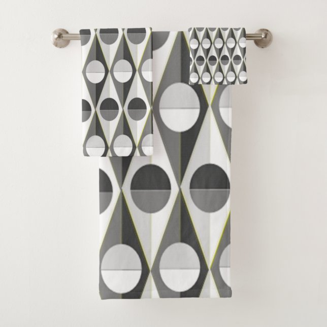Art Deco Circles and Triangles Bath Towel Set (Insitu)