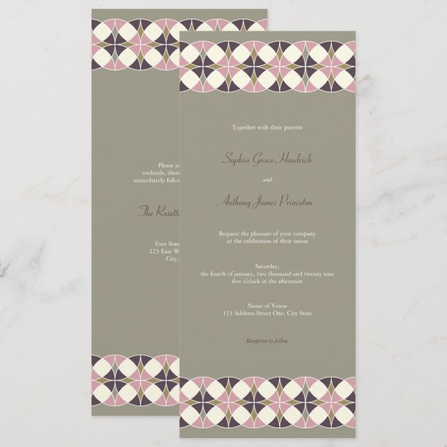 Art Deco Circles Band Elegant Vintage Wedding Invitation (Front/Back)
