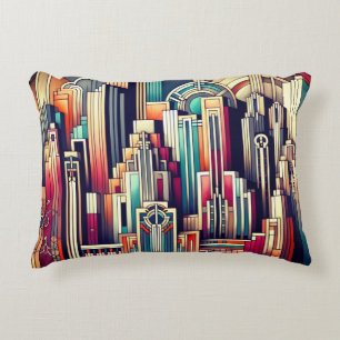 Art Deco Cityscape Decorative Cushion