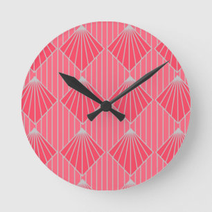 Art Deco Clam Shells Round Clock