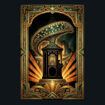 Art Deco Clapperboard Cyborg Silhouette Art Poster<br><div class="desc">A dynamic silhouette of a figure with clapperboard features in a starting block pose,  combining cinema tools with high-speed design.</div>