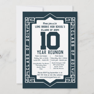 Art Deco Class of 2014 10 Year High School Reunion Invitation
