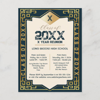 Art Deco "Class of" Blank Graduation Year Reunion Postcard
