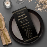 Art Deco Classic Black Wedding Program Card<br><div class="desc">Guide your guests through the celebration with our elegant Black Art Deco Frame Wedding Program Card, a 4" x 9" both side print that seamlessly integrates into our comprehensive invitation suite collection. This stylish program card features a classic black Art Deco frame, setting the tone for an elegant wedding experience....</div>