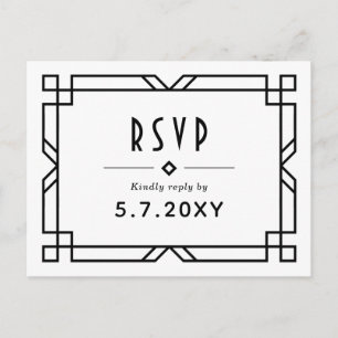 Art Deco Classy RSVP Custom Meals Wedding Postcard