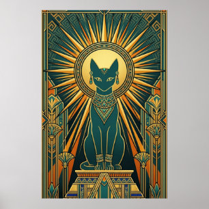 Art Deco Climbing Black Cat Wall Art