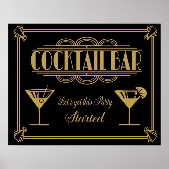 ART Deco Cocktail bar sign 1920's Gatsby Party Zazzle.co.uk