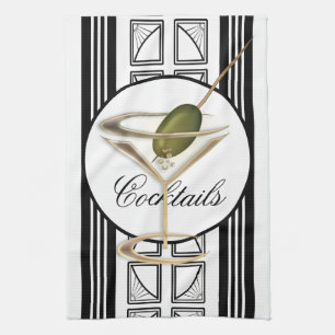 Art Deco Cocktails Tea Towel