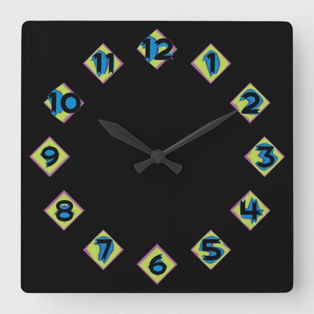 art deco collection square wall clock (Front)