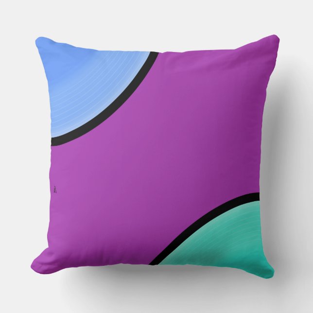 Art Deco Colour Block Violet Blue Seafoam and Blac Cushion (Front)