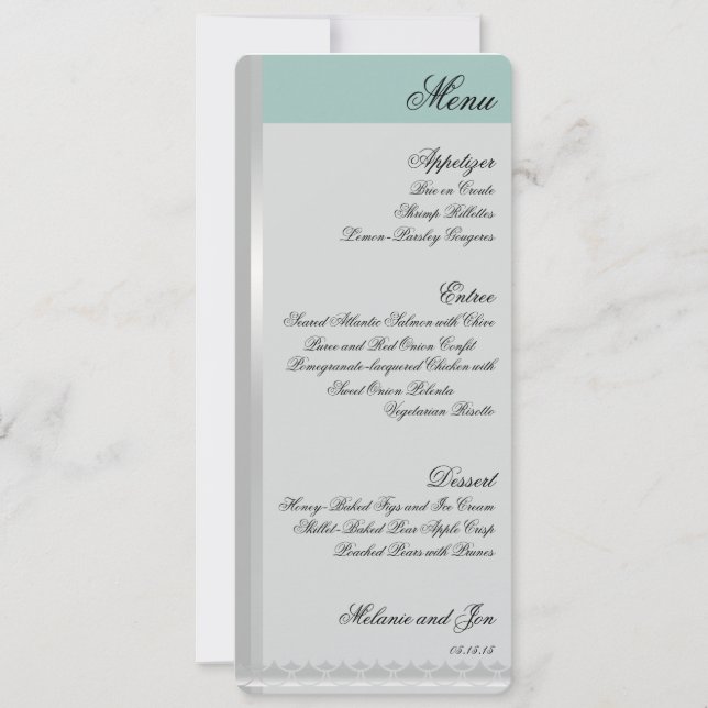 Art Deco Colour Block Wedding Reception Menu Cards (Front)