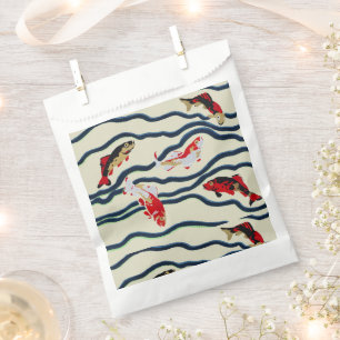 Art Deco Colourful Carp Swimming Navy Decor Favour Bags