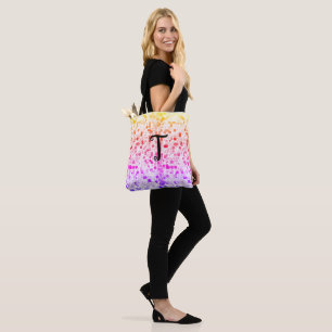 Art Deco Colourful Circles Monogrammed Tote Bags