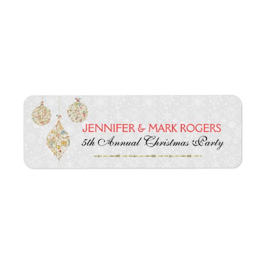 Art-Deco Colourful Floral Christmas Ornament Return Address Label