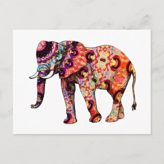 Art Deco Colourful Psychedelic Elephant Postcard