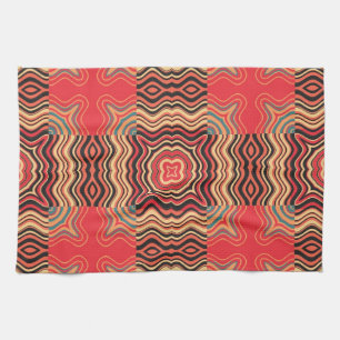 Art Deco Colourful Swirl Retro Abstract Art Tea Towel