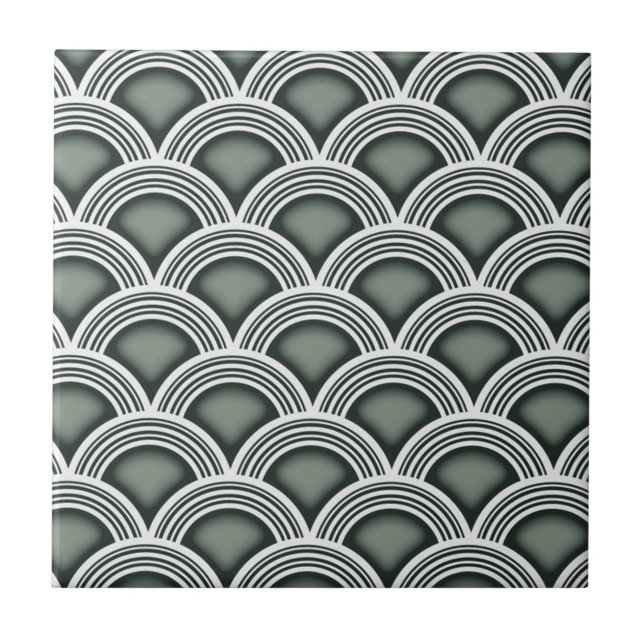 Art Deco Concentric Circles Tile (Front)