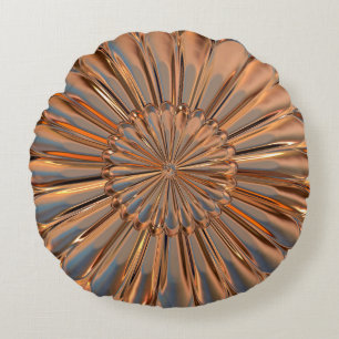 Art deco copper and black fan shell design round cushion