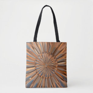 Art deco copper metallic flower medallion tote bag