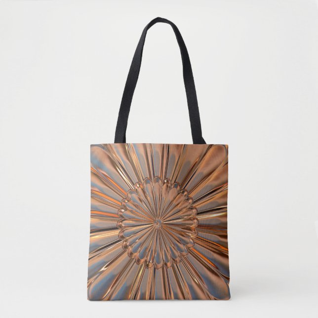 Art deco copper metallic flower medallion tote bag (Front)