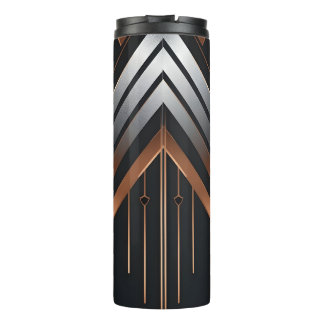 Art Deco Copper & Silver Geometric Design Thermal Tumbler