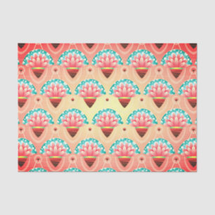 Art deco coral pink flower tissue paper