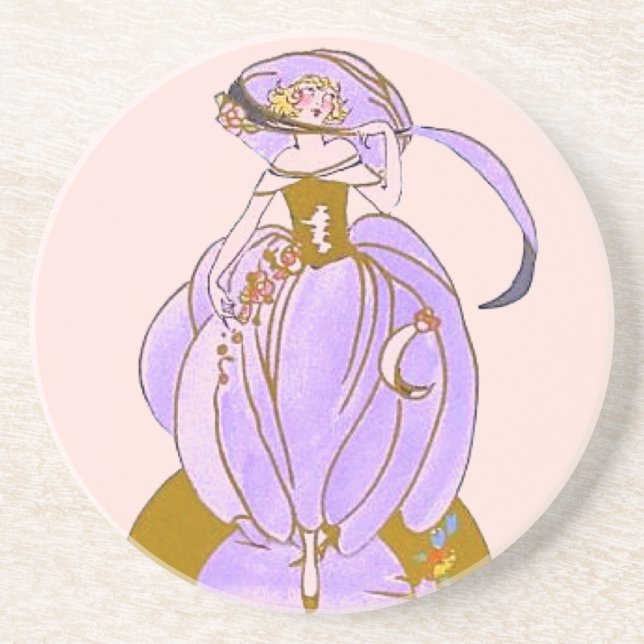 Art Deco Costumed Lady Coaster (Front)