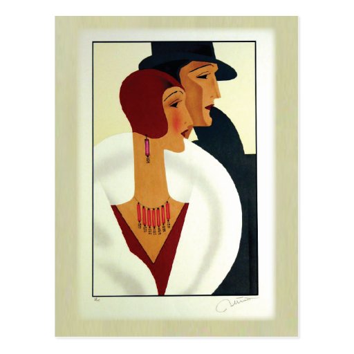 Image of Art Deco Couple 1920s Postcard