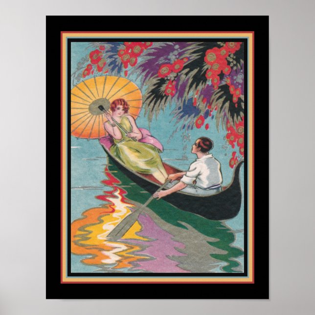 Art Deco Couple in Canoe 1920s Poster (Front)