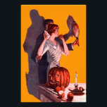 Art Deco Couple Mirror Jack O Lantern Pumpkin Photo Print<br><div class="desc">Vintage Halloween print</div>