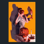 Art Deco Couple Mirror Jack O Lantern Pumpkin Photo Print<br><div class="desc">Vintage Halloween print</div>