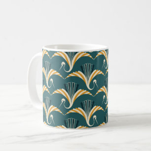 Art Deco Crane - blue background Coffee Mug