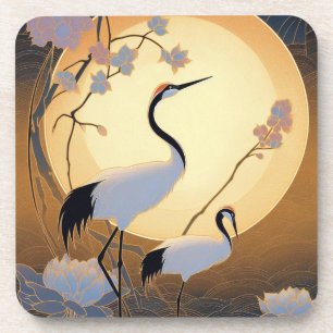 Art Deco Cranes Hard plastic coaster set