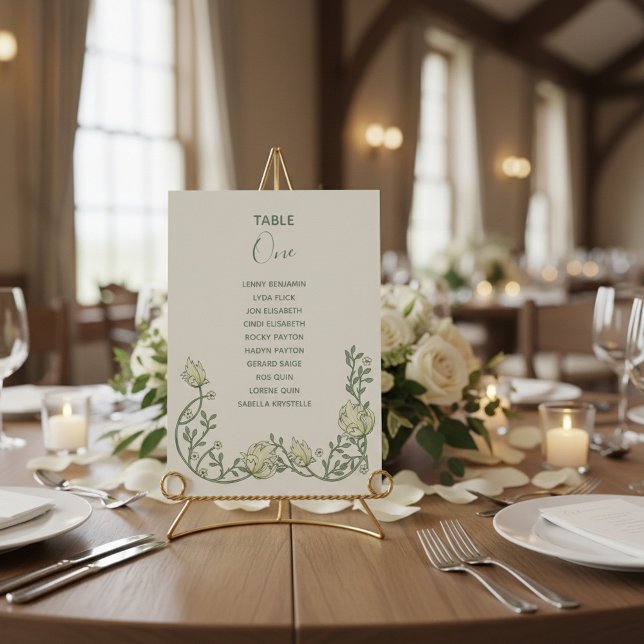 Art deco cream flowers Table Number Seating Chart (Art deco cream flowers Table Number Seating Chart.)