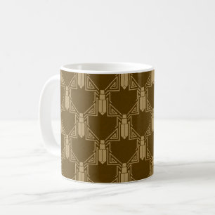 Art Deco Crickets - Dark Amber Brown Coffee Mug