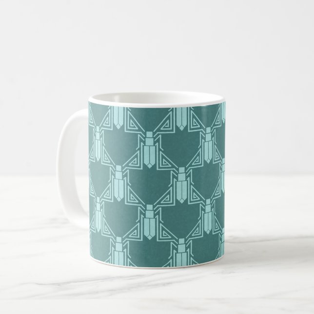 Art Deco Crickets - Dark Turquoise Coffee Mug (Front Left)