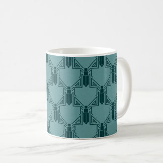 Art Deco Crickets - Light Peacock Blue Coffee Mug
