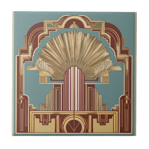 Art Deco Crowned Structure Ceramic Tile