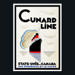 Art Deco Cunard Line Poster<br><div class="desc">Vintage Art Deco travel poster for a Cunard Line's transatlantic services in French advertising sailings for "Etats-Unis et Canada par Cherbourg et Le Havre"</div>