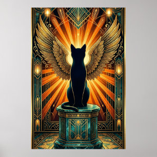 Art Deco Curled Sleeping Cat Wall Art