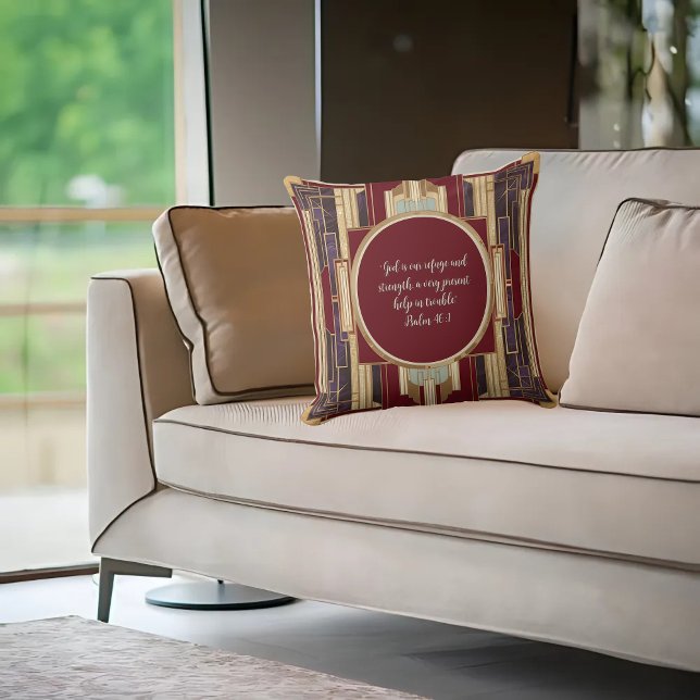 Art Deco Customisable Bible Verse Cushion (Creator Uploaded)