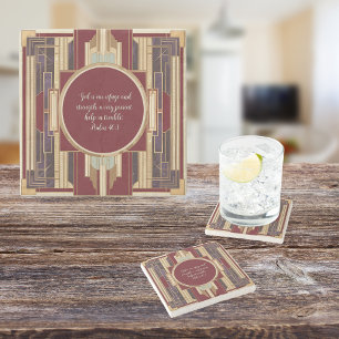 Art Deco Customisable Bible Verse Stone Coaster