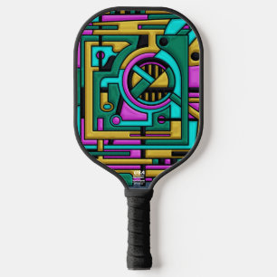 Art Deco Cyberpunk Geometric Fusion Pickleball Paddle