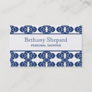 Art Deco Damask Business Card, Blue Business Card