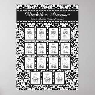 Art Deco Damask Wedding 15 Table Seating Chart