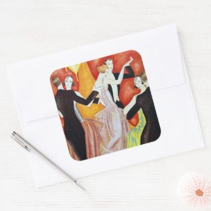 Art Deco Dancing Couples 1920s Ballroom  Square Sticker
