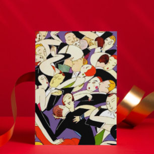 Art Deco Dancing Couples Pattern   1920s Jazz Age  Holiday Card
