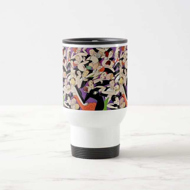 Art Deco Dancing Couples Pattern | 1920s Jazz Age  Travel Mug (Center)